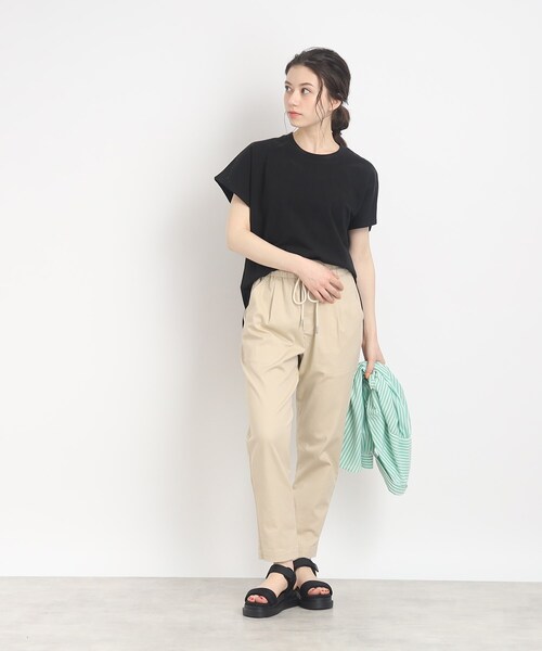 SHOO・LA・RUE（シューラルー）の「◆大人カジュアルの抜け感コーデに【USAコットン】フレンチスリーブTシャツ（Tシャツ/カットソー・レディース・ブルー/ブラック/ピンク系その他/ホワイト/ブラック系2・00）」の12枚目の写真