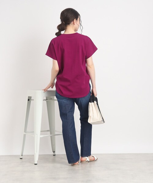 SHOO・LA・RUE（シューラルー）の「◆大人カジュアルの抜け感コーデに【USAコットン】フレンチスリーブTシャツ（Tシャツ/カットソー・レディース・ブルー/ブラック/ピンク系その他/ホワイト/ブラック系2・00）」の19枚目の写真