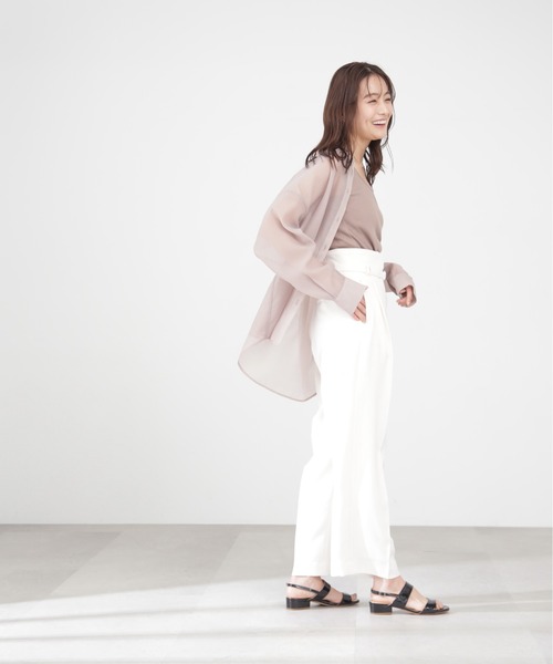 N.（N. Natural Beauty Basic）（エヌエヌナチュラルビューティーベーシック）の「◆バンドカラーシアーシャツ（シャツ/ブラウス・レディース・ベージュ/ブルー/イエロー・MEDIUM）」の9枚目の写真