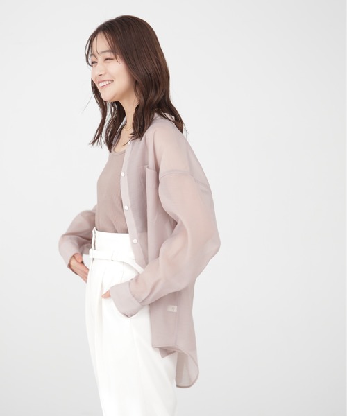 N.（N. Natural Beauty Basic）（エヌエヌナチュラルビューティーベーシック）の「◆バンドカラーシアーシャツ（シャツ/ブラウス・レディース・ベージュ/ブルー/イエロー・MEDIUM）」の17枚目の写真