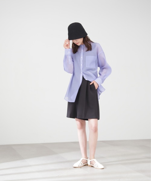 N.（N. Natural Beauty Basic）（エヌエヌナチュラルビューティーベーシック）の「◆バンドカラーシアーシャツ（シャツ/ブラウス・レディース・ベージュ/ブルー/イエロー・MEDIUM）」の12枚目の写真