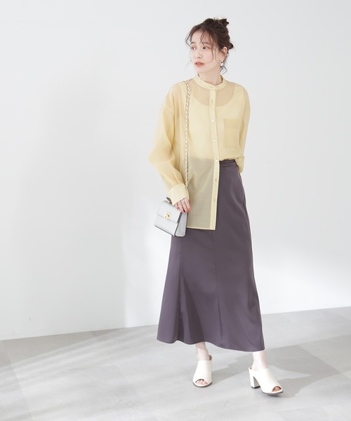N.（N. Natural Beauty Basic）（エヌエヌナチュラルビューティーベーシック）の「◆バンドカラーシアーシャツ（シャツ/ブラウス・レディース・ベージュ/ブルー/イエロー・MEDIUM）」の21枚目の写真