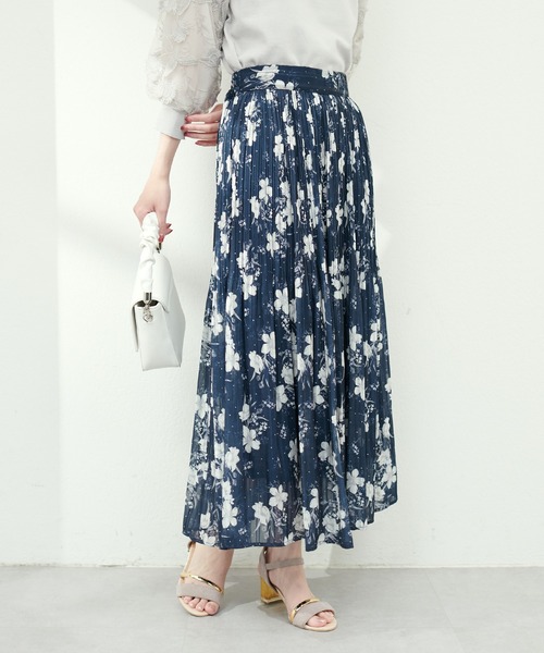 natural couture（ナチュラルクチュール）の「消しプリーツ花柄スカート（スカート・レディース・オフホワイト/ブラック/ラベンダー・FREE）」の13枚目の写真