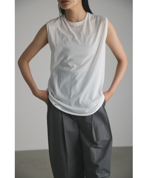 STYLEMIXER（スタイルミキサー）の「シアーバックシームタンク（タンクトップ・レディース・グレー/ベージュ/ブラック/ホワイト・FREE）」の2枚目の写真