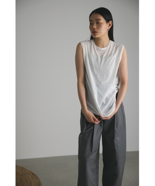STYLEMIXER（スタイルミキサー）の「シアーバックシームタンク（タンクトップ・レディース・グレー/ベージュ/ブラック/ホワイト・FREE）」の6枚目の写真