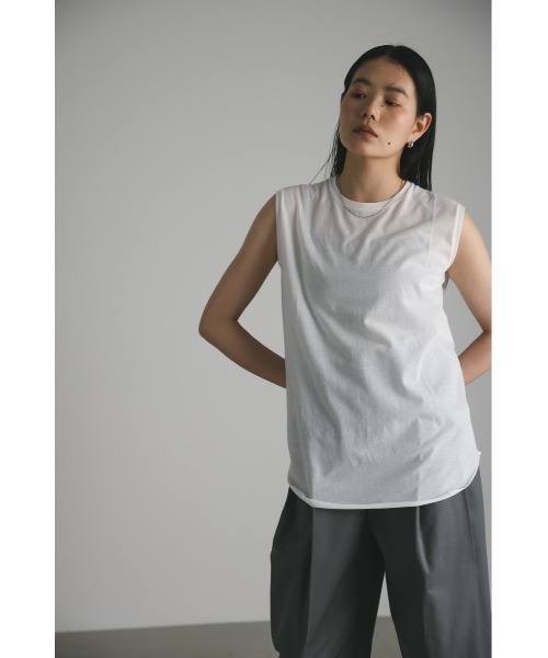 STYLEMIXER（スタイルミキサー）の「シアーバックシームタンク（タンクトップ・レディース・グレー/ベージュ/ブラック/ホワイト・FREE）」の7枚目の写真