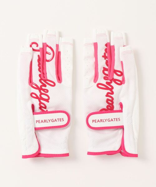 パーリーゲイツ ゴルフグローブ 両手用 ネイルスルー SS 白×ネイビー