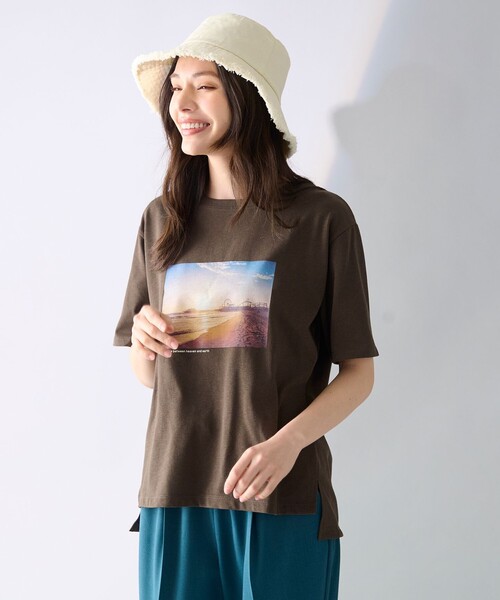 ANY(エニィ)の「【接触冷感/UVケア】アソートロゴ半袖Tシャツ(Tシャツ/カットソー・レディース・アイボリー系3/アイボリー系/ダークブラウン系・3/2)」の2枚目の写真