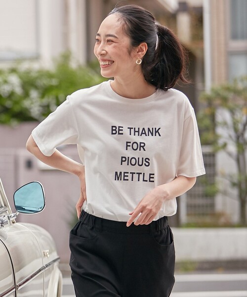 ANY(エニィ)の「【接触冷感/UVケア】アソートロゴ半袖Tシャツ(Tシャツ/カットソー・レディース・アイボリー系3/アイボリー系/ダークブラウン系・3/2)」の3枚目の写真