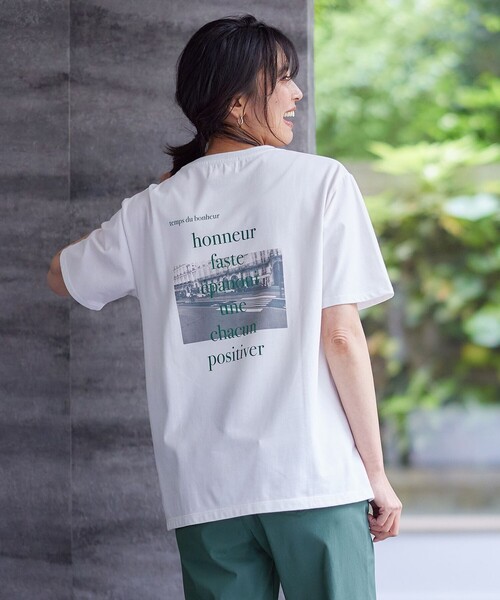 ANY(エニィ)の「【接触冷感/UVケア】アソートロゴ半袖Tシャツ(Tシャツ/カットソー・レディース・アイボリー系3/アイボリー系/ダークブラウン系・3/2)」の1枚目の写真