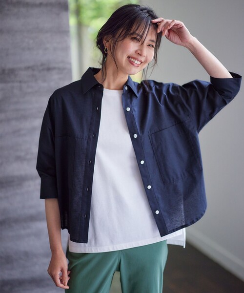 ANY(エニィ)の「【接触冷感/UVケア】アソートロゴ半袖Tシャツ(Tシャツ/カットソー・レディース・アイボリー系3/アイボリー系/ダークブラウン系・3/2)」の4枚目の写真