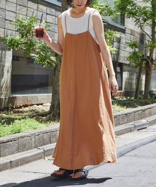 CIAOPANIC TYPY（チャオパニックティピー）の「ダブルガーゼキャミワンピース（ワンピース・レディース・アイボリー/ブラック/ブラウン・ONE SIZE）」の13枚目の写真