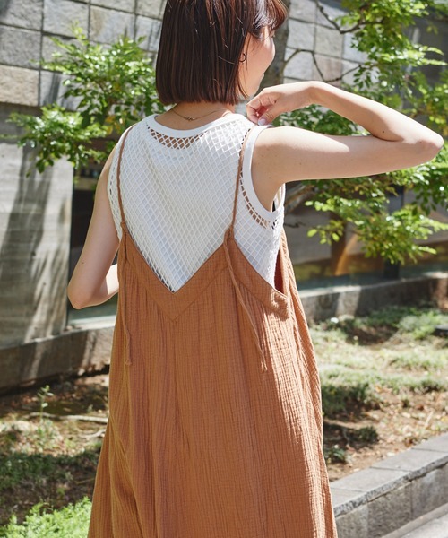 CIAOPANIC TYPY（チャオパニックティピー）の「ダブルガーゼキャミワンピース（ワンピース・レディース・アイボリー/ブラック/ブラウン・ONE SIZE）」の21枚目の写真