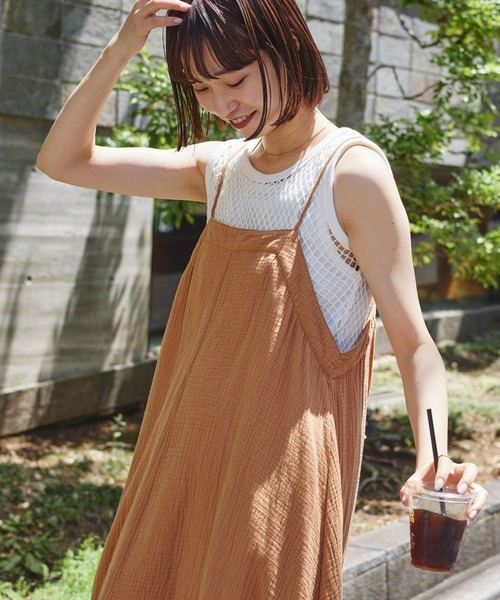 CIAOPANIC TYPY（チャオパニックティピー）の「ダブルガーゼキャミワンピース（ワンピース・レディース・アイボリー/ブラック/ブラウン・ONE SIZE）」の20枚目の写真