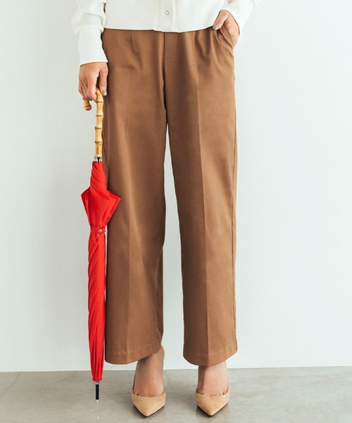 IEDIT(イディット)の「IEDIT 撥水(はっすい)加工&UVケアで快適 ほの光沢が美しいセミストレートチノパンツ(チノパンツ・レディース・キャメル/ネイビー・MEDIUM/X-LARGE/LARGE/XX-LARGE/SMALL)」の1枚目の写真