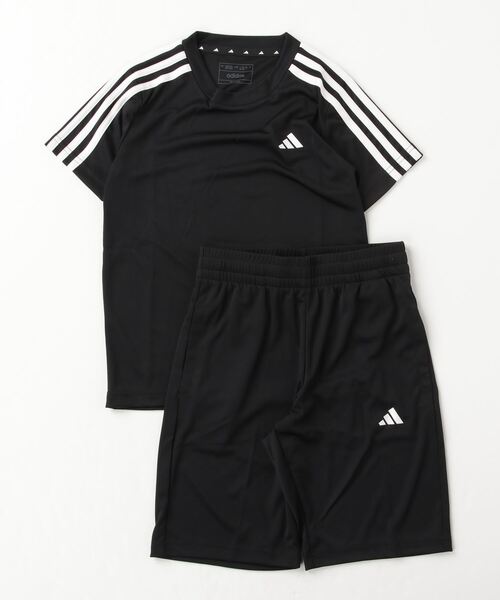 adidas(アディダス)の「アディダス adidas トレイン エッセンシャルズ スリーストライプス レギュラーフィット トレーニング上下セット(Tシャツ/カットソー・キッズ・ホワイト×ブラック/ブルー/ブラック×ブラック・140cm/130cm/150cm/160cm)」の3枚目の写真