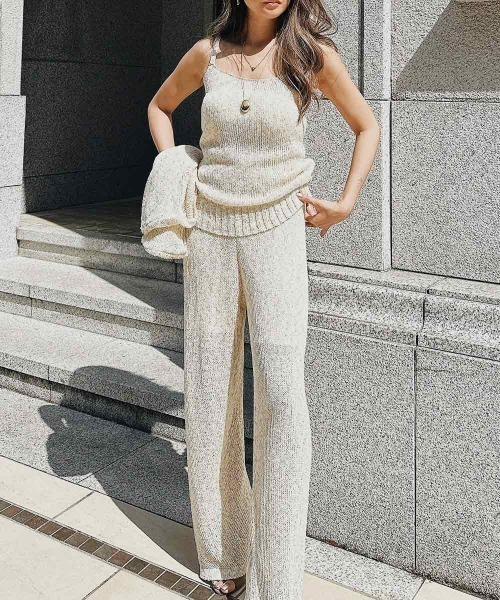 esutoreja（エストレジャ）の「ミックスニットキャミソール（Tシャツ/カットソー・レディース・ベージュ/ブラック・FREE）」の9枚目の写真