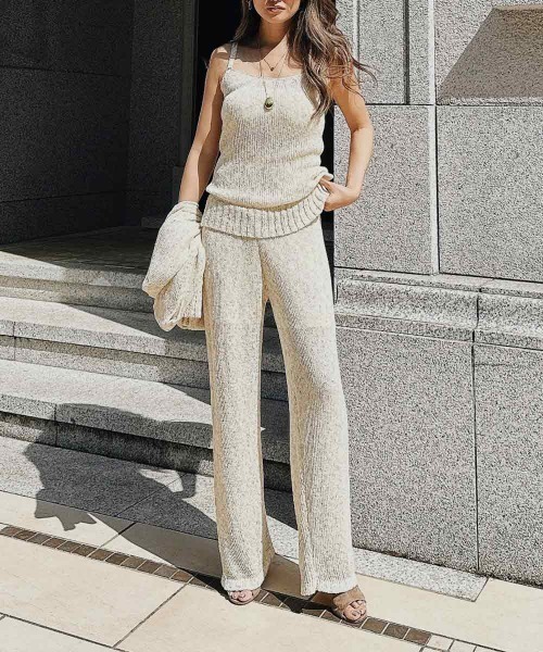 esutoreja（エストレジャ）の「ミックスニットキャミソール（Tシャツ/カットソー・レディース・ベージュ/ブラック・FREE）」の8枚目の写真