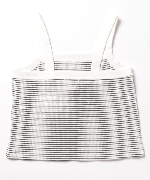 LOWRYS FARM（ローリーズファーム）の「ボーダークロップドタンクトップ　908733（タンクトップ・レディース・ブラック/ホワイト/イエロー・FREE）」の4枚目の写真