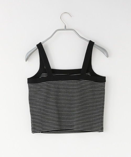 LOWRYS FARM（ローリーズファーム）の「ボーダークロップドタンクトップ　908733（タンクトップ・レディース・ブラック/ホワイト/イエロー・FREE）」の5枚目の写真