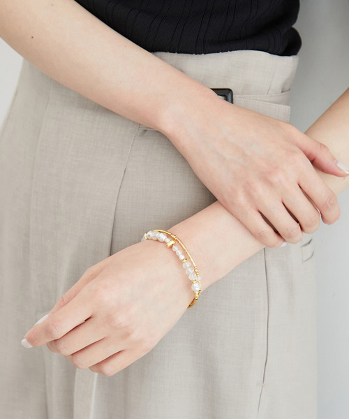 ROPE' PICNIC（ロペピクニック）の「マルチボリュームパーツ２連ブレスレット（ブレスレット・レディース・ホワイト/オレンジ系その他・FREE）」の5枚目の写真