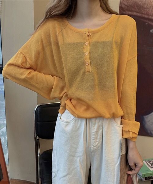 ANOTHER S(アナザーエス)の「シアーロングTシャツ(Tシャツ/カットソー・レディース・オレンジ/グリーン/ブラック/ホワイト・FREE)」の4枚目の写真