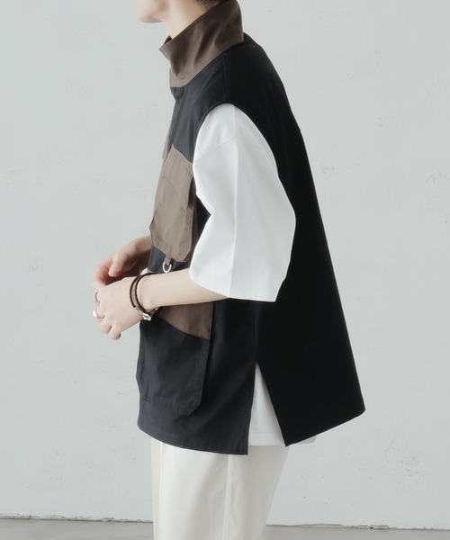 epnok（エプノック）の「マルチポケットジレベスト（ベスト・メンズ・ライトグレー/ブラック・SMALL/MEDIUM/LARGE）」の22枚目の写真