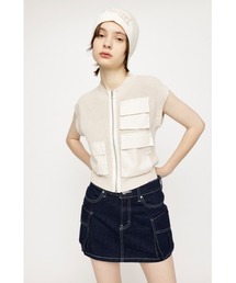 KNIT MILITARY COMPACT VEST ニットベスト ミリタリー コンパクト ベスト ジップアップ Y2K
