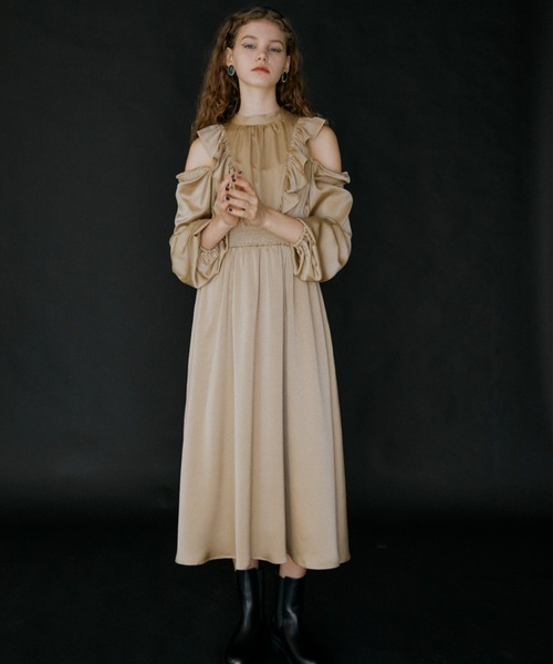 idem（イデム）の「frill elegant onepiece/オフショルダー