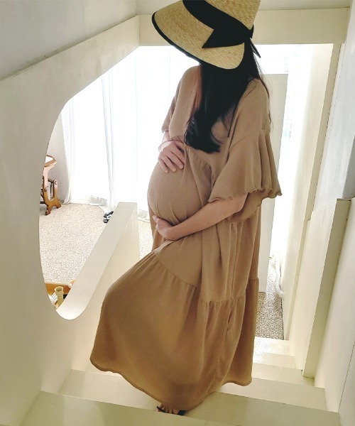 マタニティリラックスロングワンピース（ワンピース）｜CHOCOA（チョコア）