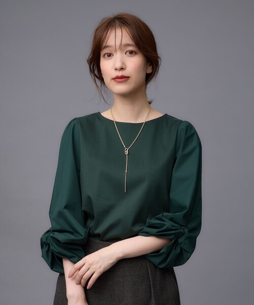 ANY(エニィ)の「【洗濯機可】着映える袖ねじりトップス(Tシャツ/カットソー・レディース・ネイビー系1/グリーン系/ピンク系/グレー系/アイボリー系1・3/2)」の3枚目の写真
