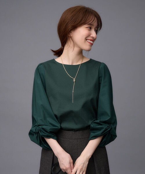 ANY(エニィ)の「【洗濯機可】着映える袖ねじりトップス(Tシャツ/カットソー・レディース・ネイビー系1/グリーン系/ピンク系/グレー系/アイボリー系1・3/2)」の10枚目の写真