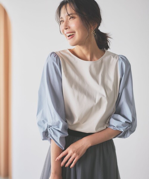 ANY(エニィ)の「【洗濯機可】着映える袖ねじりトップス(Tシャツ/カットソー・レディース・ネイビー系1/グリーン系/ピンク系/グレー系/アイボリー系1・3/2)」の18枚目の写真