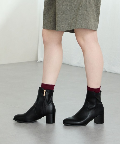 セール】＼ 美脚 ／ チャンキー ヒール ミドルブーツ 31408（ブーツ