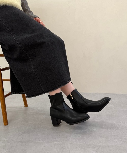 セール】＼ 美脚 ／ チャンキー ヒール ミドルブーツ 31408（ブーツ