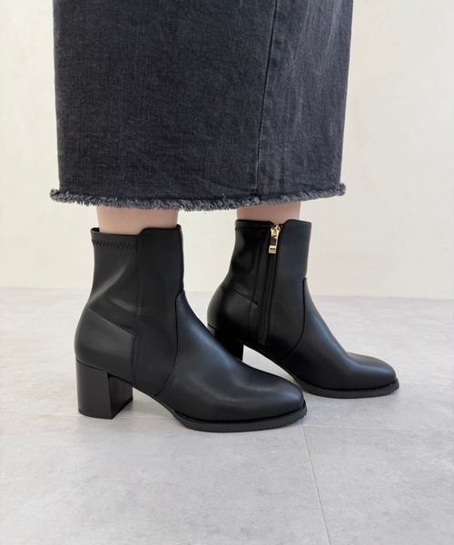 セール】＼ 美脚 ／ チャンキー ヒール ミドルブーツ 31408（ブーツ