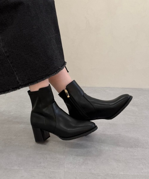 セール】＼ 美脚 ／ チャンキー ヒール ミドルブーツ 31408（ブーツ