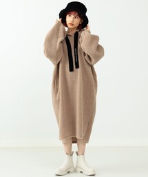 未使用タグ付TOKYO mmts NAKANO ベンガル ボアフードワンピース