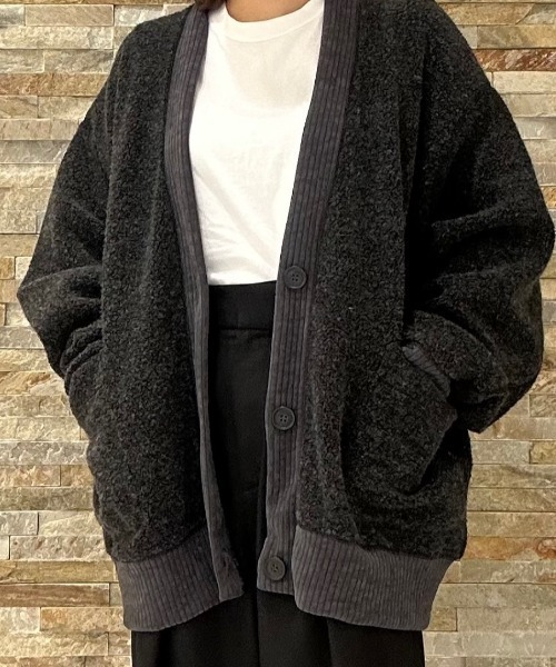 CAROUSE LAMBRA（ケラウズランブラ）の「SHEEP PILE＆CORDUROY（WIDE V CD）（カーディガン/ボレロ・レディース・チャコールグレー・O/S）」の8枚目の写真