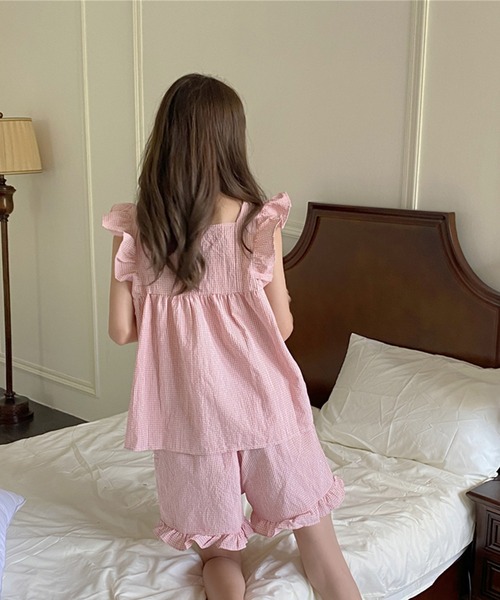 VitaFelice(ヴィータフェリーチェ)の「チェック柄 ルームウェア パジャマ【2点セット】(ルームウェア/パジャマ・レディース・ピンク/ミント/ベージュ・FREE)」の11枚目の写真