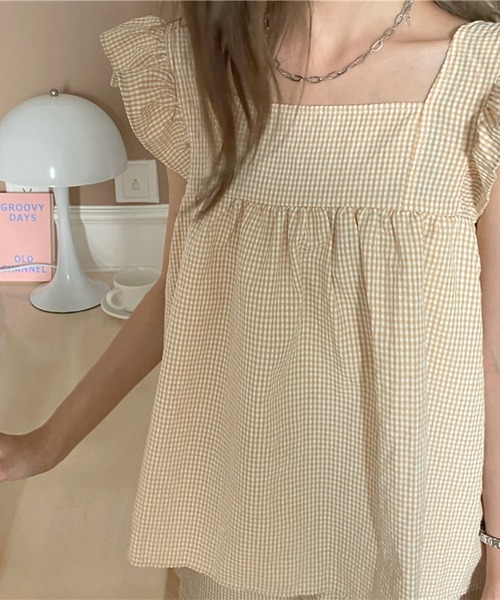 VitaFelice(ヴィータフェリーチェ)の「チェック柄 ルームウェア パジャマ【2点セット】(ルームウェア/パジャマ・レディース・ピンク/ミント/ベージュ・FREE)」の13枚目の写真