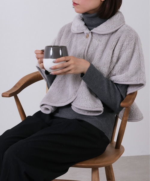 emesuelee（エメスーリー）の「ポンチョ 無地 ボーダー柄（その他ルームウェア・レディース・ライトグレー/ピンク/アイボリー/ブルー系1/ネイビー/ベージュ/ブラウン/ネイビー系1・フリー）」の16枚目の写真