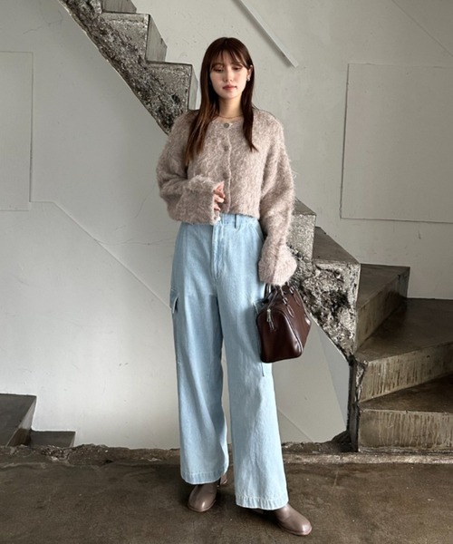 EPIMI E'PIMMY（エピミエピミー）の「【ハンドウォッシャブル】シャギーショートクルーカーディガン（カーディガン/ボレロ・レディース・グレー/ブラック/オフホワイト/ピンクベージュ/ベージュ・MEDIUM）」の10枚目の写真