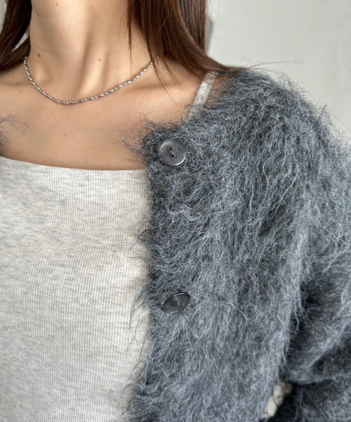 EPIMI E'PIMMY（エピミエピミー）の「【ハンドウォッシャブル】シャギーショートクルーカーディガン（カーディガン/ボレロ・レディース・グレー/ブラック/オフホワイト/ピンクベージュ/ベージュ・MEDIUM）」の20枚目の写真