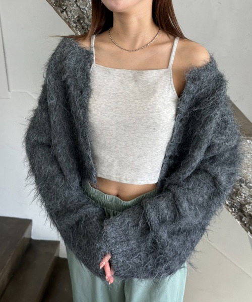 EPIMI E'PIMMY（エピミエピミー）の「【ハンドウォッシャブル】シャギーショートクルーカーディガン（カーディガン/ボレロ・レディース・グレー/ブラック/オフホワイト/ピンクベージュ/ベージュ・MEDIUM）」の19枚目の写真