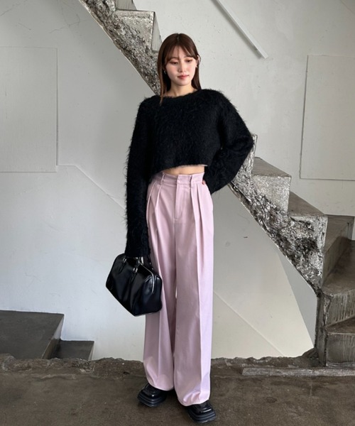 EPIMI E'PIMMY（エピミエピミー）の「【ハンドウォッシャブル】シャギーショートクルーカーディガン（カーディガン/ボレロ・レディース・グレー/ブラック/オフホワイト/ピンクベージュ/ベージュ・MEDIUM）」の21枚目の写真