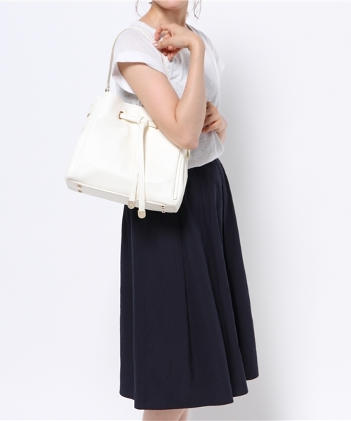 OUTLET（アウトレット）の「【Chez toi】フロントリボンBAG（トートバッグ・レディース・ライトグレー/ホワイト/ネイビー・FREE）」の13枚目の写真