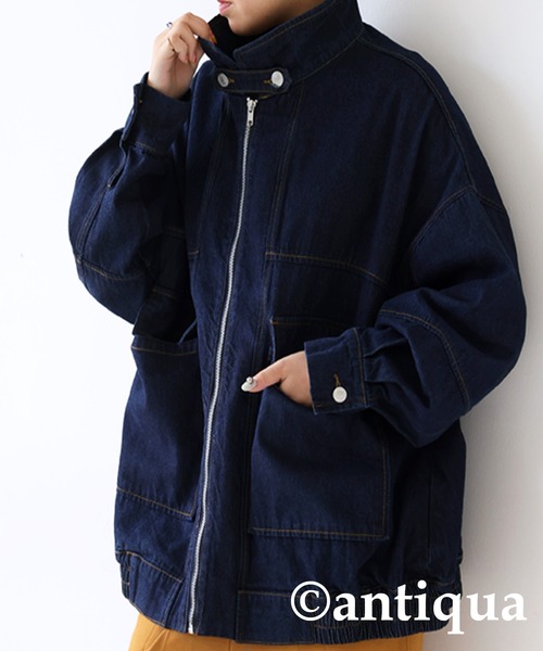 antiqua(アンティカ)の「スタンドカラーデニムジャケット(デニムジャケット・レディース・ブラック/インディゴブルー・FREE)」の10枚目の写真