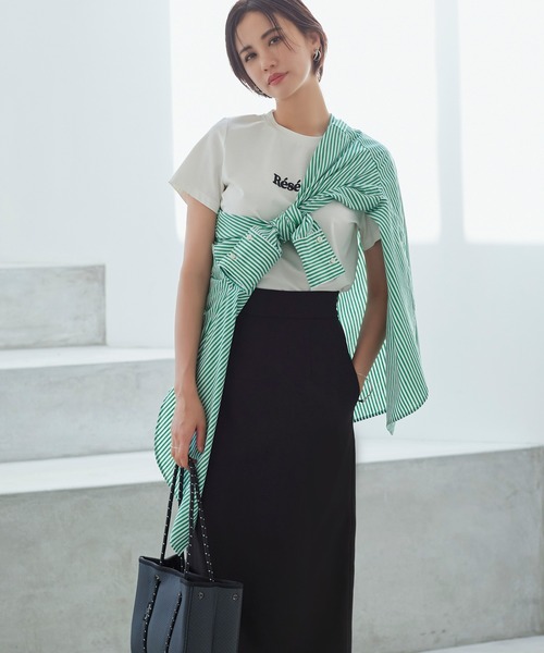 ルイルエブティック RUIRUE BOUTIQUE ストライプオーバーサイズ長袖シャツ （オフ×ブラック） ルイルエブティック RUIRUE BOUTIQUE ストライプオーバーサイズ