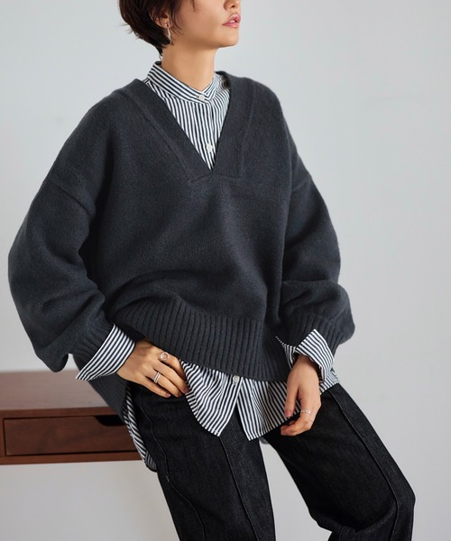 RUIRUE BOUTIQUE(ルイルエブティック)の「洗える | ストライプオーバーサイズ長袖シャツ | 長袖 スタンドカラー トップス 体型カバー オーバーサイズ オフィスカジュアル 通勤服 華やか ストライプ シャツ(シャツ/ブラウス・レディース・ブルー/ブラック/グリーン・L/M/XS/S)」の21枚目の写真